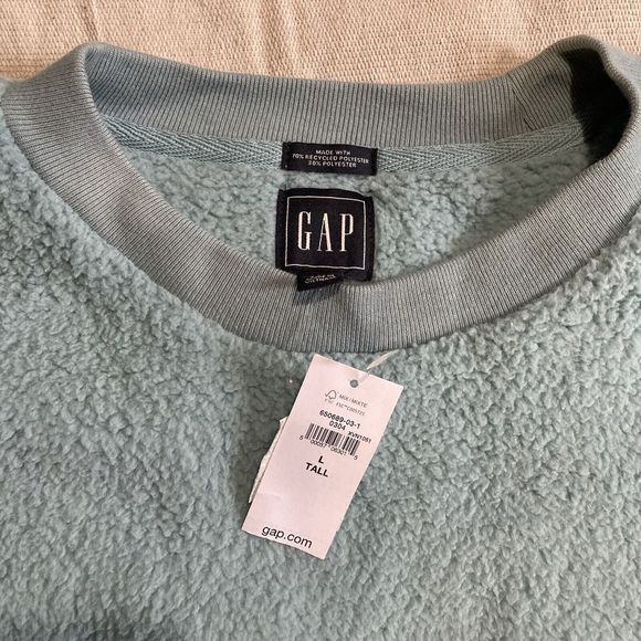The Gap Fleece Pullover Womens Size Large Tall Baby Blue SOFT Athleisure NWT - Picture 5 of 7
